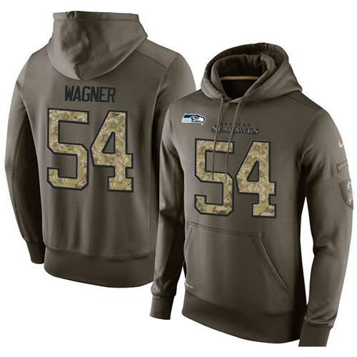 NFL Men's Nike Seattle Seahawks #54 Bobby Wagner Stitched Green Olive Salute To Service KO Performance Hoodie